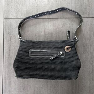 The Sak Crossbody Crochet Knit Small Shoulder Bag Purse Zip Closure Black Y2K